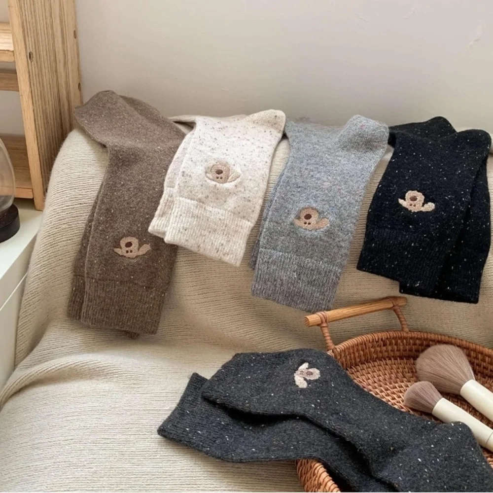 Cozy Bear Embroidered Socks Set 5 new pair